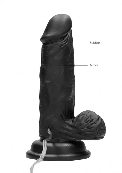 Vibrating Realistic Cock - 6" - With Scrotum - Black — image 12 of 12
