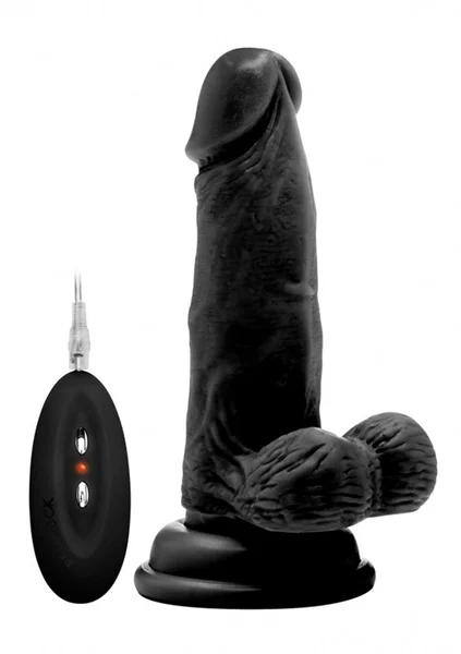 Vibrating Realistic Cock - 6" - With Scrotum - Black — image 9 of 12