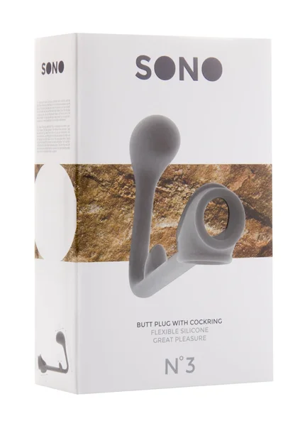 Sono No.3 - Butt Plug with Cockring - Grey — image 6 of 6