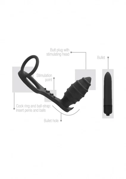 Sono No. 55 - Butt Plug with Cock Ring and Ball-Strap - Black — image 9 of 9