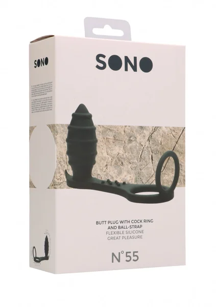 Sono No. 55 - Butt Plug with Cock Ring and Ball-Strap - Black — image 8 of 9