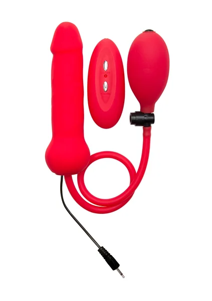 Inflatable Vibrating Silicone Dong - Red — image 5 of 6