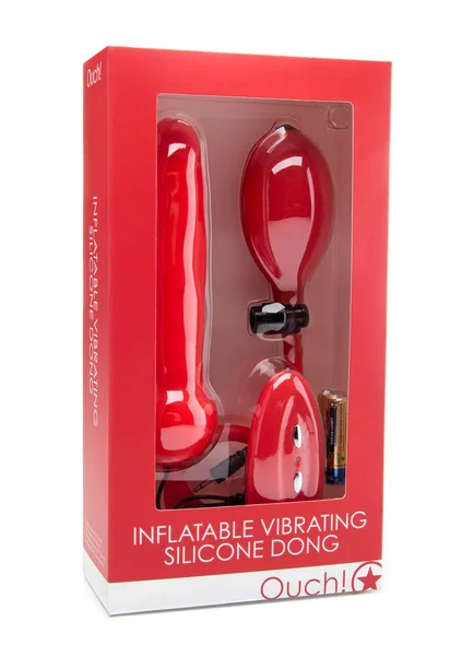 Inflatable Vibrating Silicone Dong - Red — image 6 of 6
