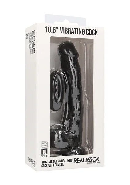 Vibrating Realistic Cock - 10" - With Scrotum - Black — image 7 of 8
