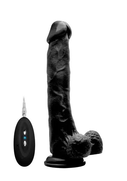 Vibrating Realistic Cock - 10" - With Scrotum - Black — image 6 of 8