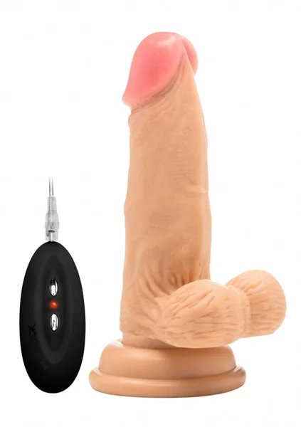 Vibrating Realistic Cock - 6" - With Scrotum - Skin — image 9 of 12