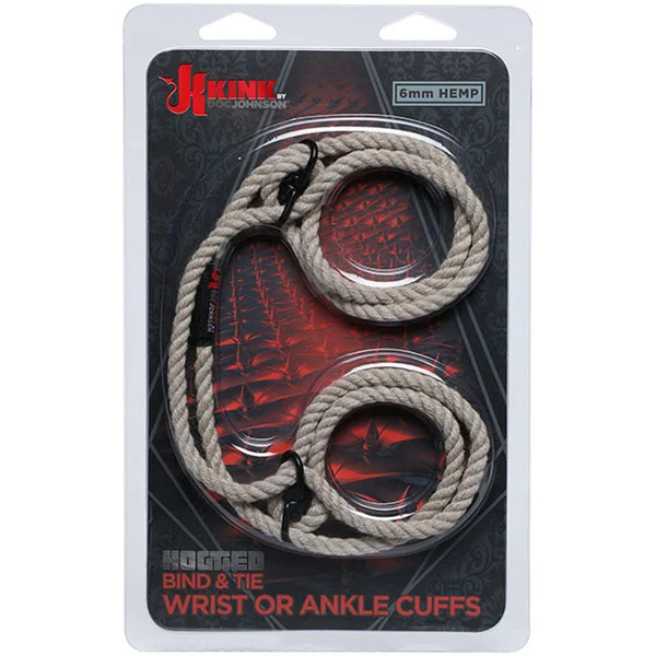 Kink - Hogtied - Bind & Tie - 6mm Hemp Wrist or  Ankle Cuffs - Natural — image 3 of 4