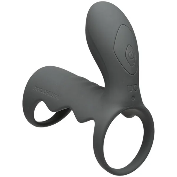 Optimale - Vibrating Cock Cage With Wireless  Remote - Rechargeable - Silicone - Slate — image 13 of 14