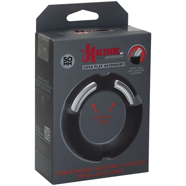Hybrid Silicone Covered Metal Cock Ring - 50mm — image 7 of 10