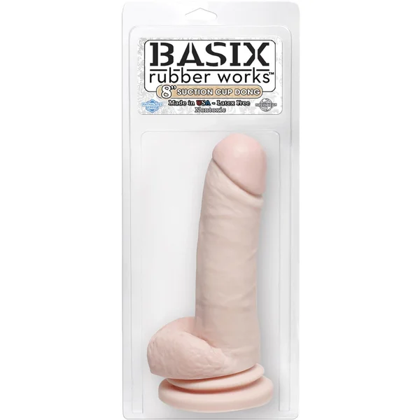 Basix Rubber Works 8 Inch Dong With Suction Cup -  Flesh — image 8 of 8