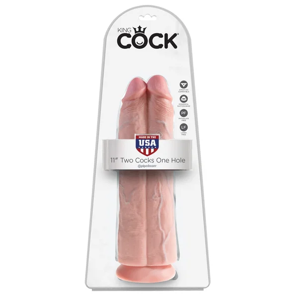 King Cock 11" Two Cocks One Hole - Flesh — image 5 of 5