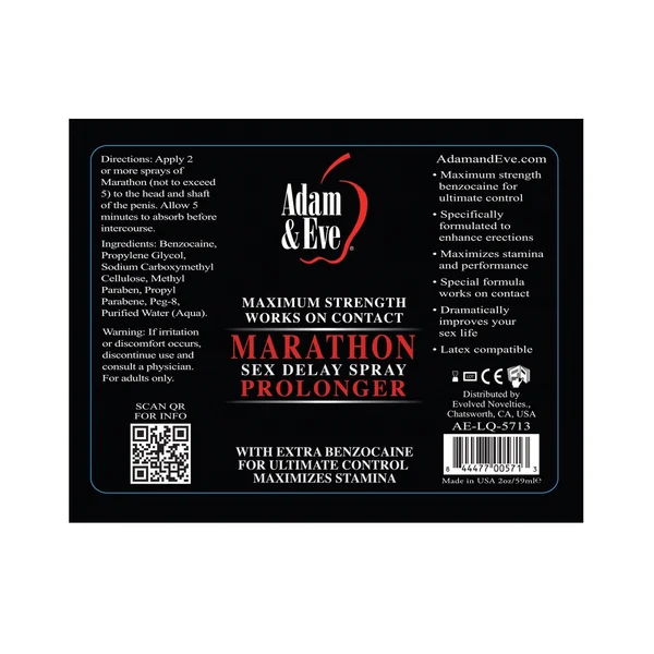 Adam & Eve Marathon Sex Delay Spray Maximum Strength - 2oz — image 4 of 4