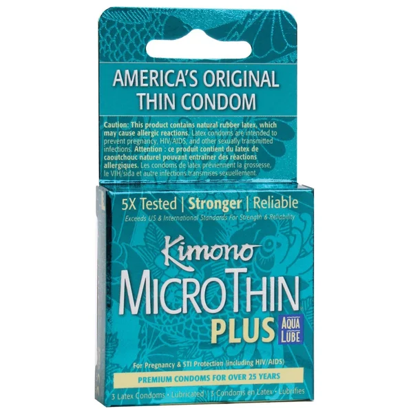 Kimono Micro Thin Aqua Lube Condom - Box of 3 — image 3 of 4