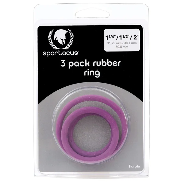 Spartacus Rubber Cock Ring Set - Purple Pack of 3 — image 2 of 2