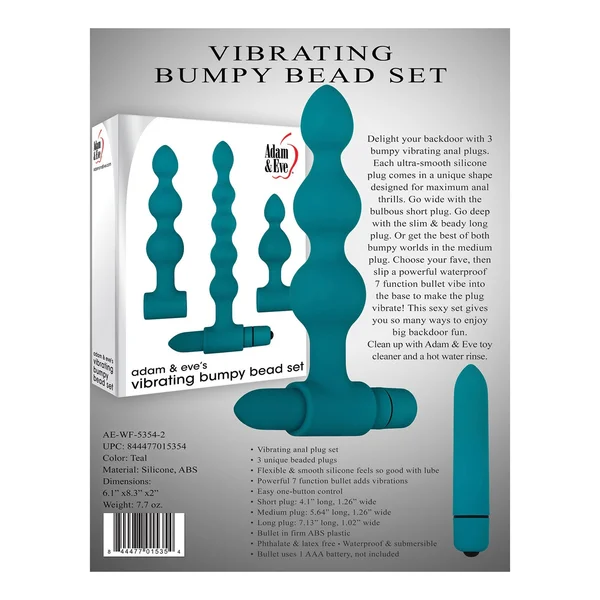 Adam & Eve Vibrating Anal Bumpy Bead Set - Teal — image 8 of 8
