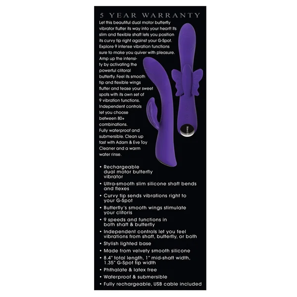 Adam & Eve Eve's Slim Butterfly G - Purple — image 10 of 10