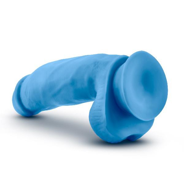 Neo Elite 7in Silicone Dual Density Cock with Balls Neon Blue — image 5 of 6