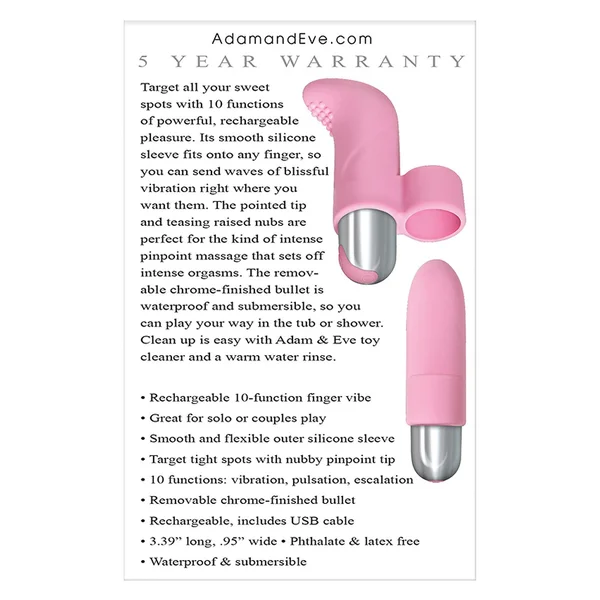 Adam & Eve Silicone Finger Vibe - Pink — image 10 of 10