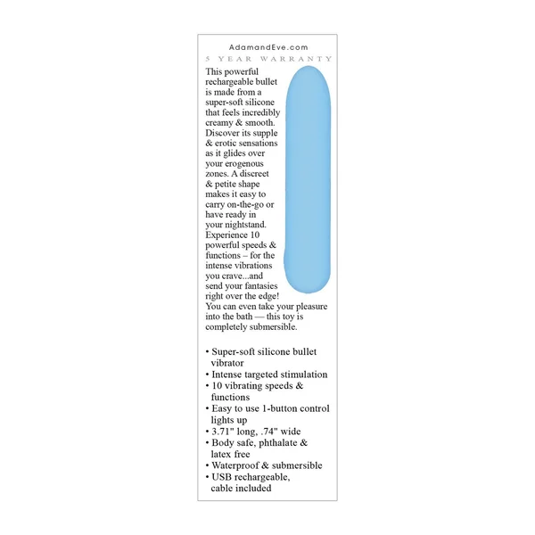 Adam & Eve Eve's Silky Sensations Rechargeable Bullet - Blue — image 5 of 5