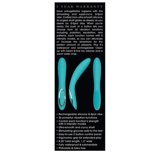 Adam & Eve G Gasm Curve Rechargeable Vibrator - Teal — image 14 of 14