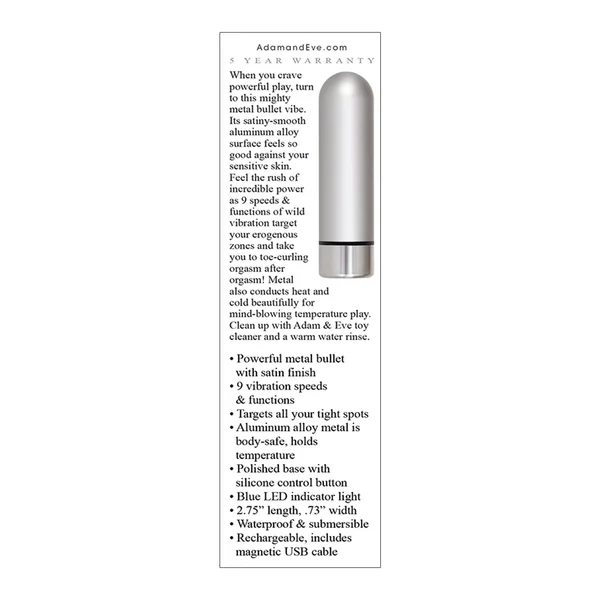 Adam & Eve Eve's Rechargeable Silver Metal Bullet — image 16 of 16