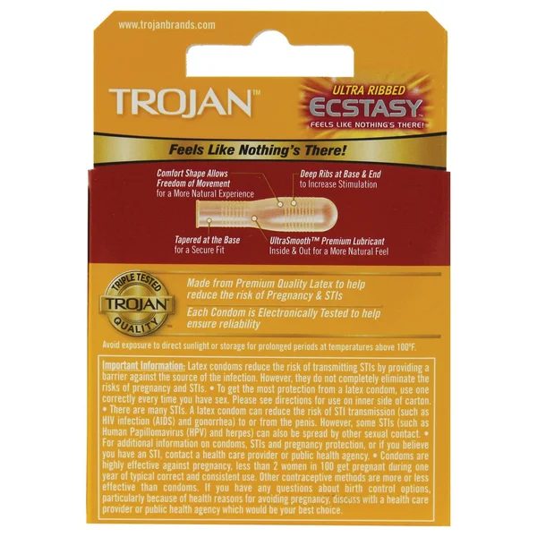 Trojan Ultra Ribbed Ecstasy Condoms - Box of 3 — image 4 of 4