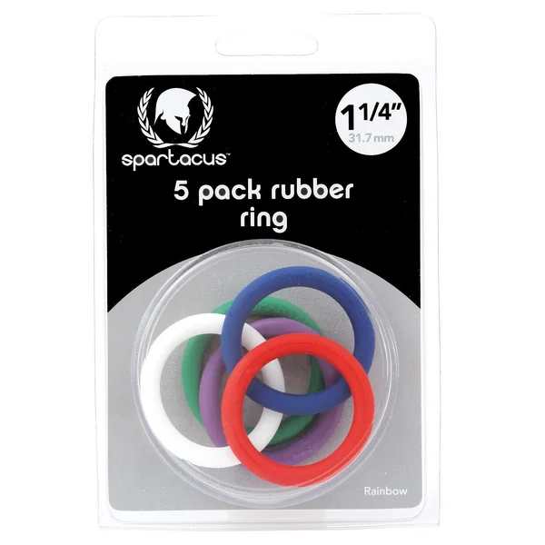 Spartacus 1.25" Rubber Cock Ring Set - Rainbow Pack of 5 — image 8 of 8