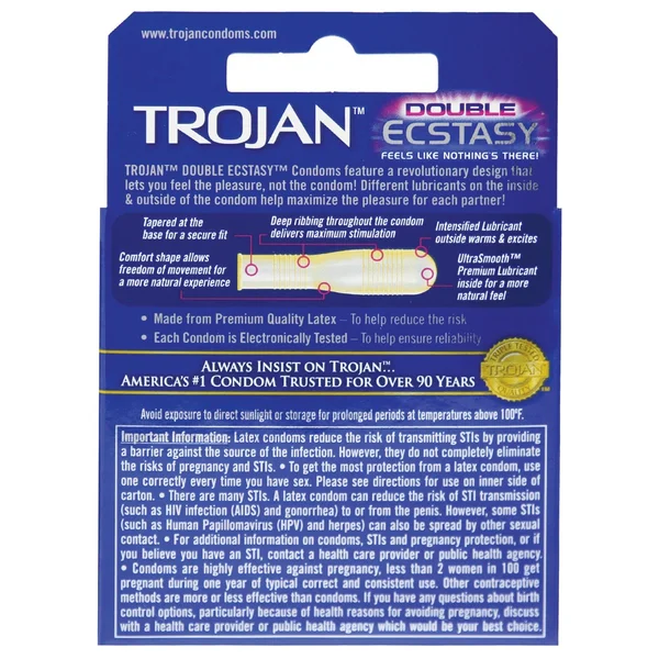Trojan Double Ecstasy Condom - Box of 3 — image 4 of 4