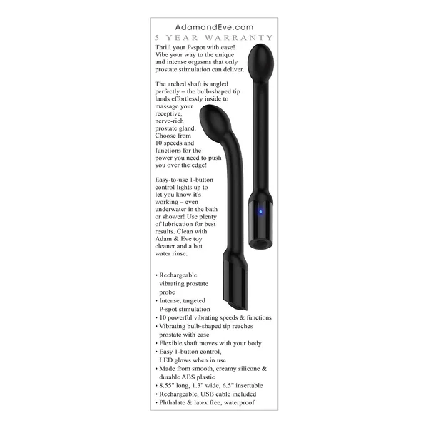 Adam & Eve's Adam's Rechargeable Prostate Probe - Black — image 10 of 10