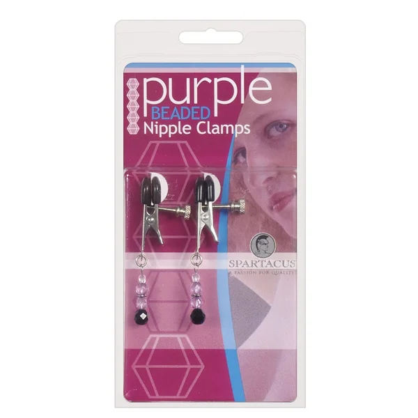 Spartacus Adjustable Broad Tip Nipple Clamps w/Purple Beads — image 3 of 4