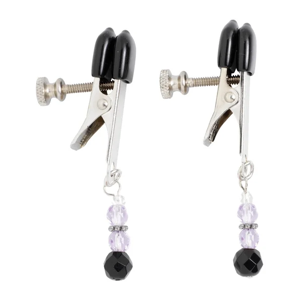 Spartacus Adjustable Broad Tip Nipple Clamps w/Purple Beads — image 4 of 4