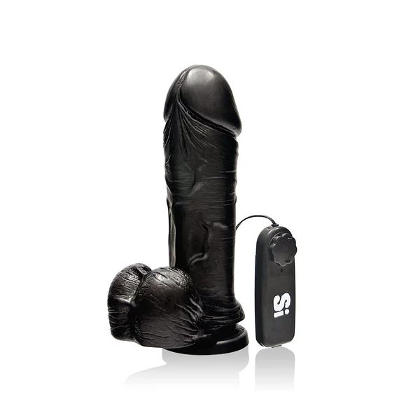 8" Thick Cock W/balls, Egg, & Suction - Black — image 4 of 5