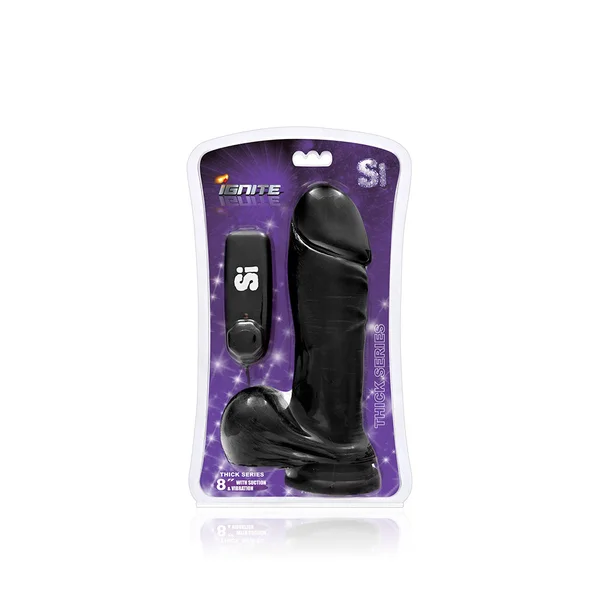 8" Thick Cock W/balls, Egg, & Suction - Black — image 5 of 5