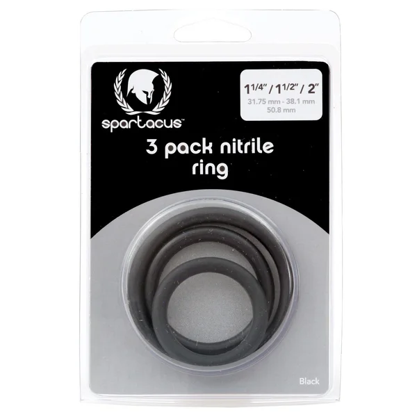 Spartacus Nitrile Cock  Ring Set - Black Pack of 3 — image 2 of 2