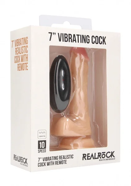 Vibrating Realistic Cock - 7" - With Scrotum - Skin — image 8 of 9
