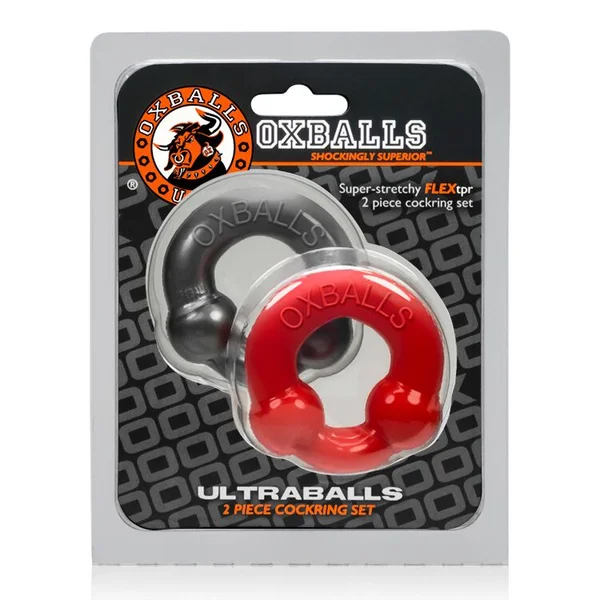 Oxballs Ultraballs Cockring - Steel & Red Pack of 2 — image 9 of 10