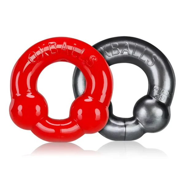 Oxballs Ultraballs Cockring - Steel & Red Pack of 2 — image 8 of 10