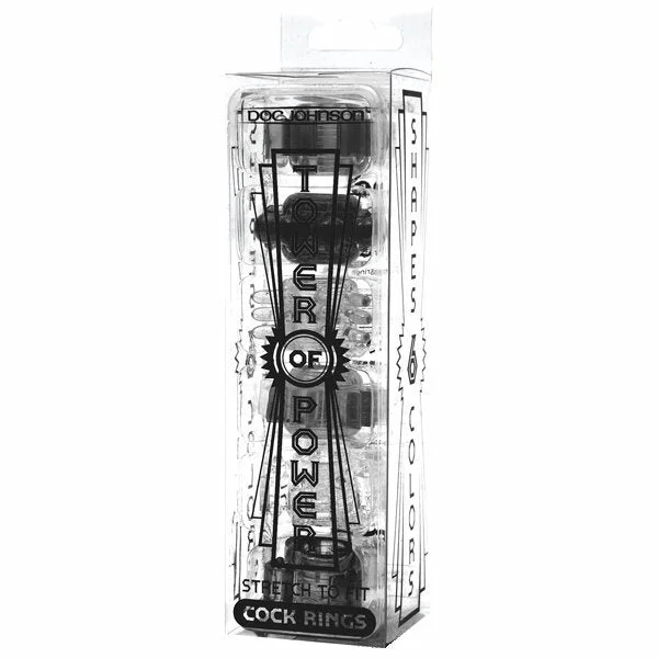 Tower of Power Cock Rings - Black Pack of 6 — image 6 of 8