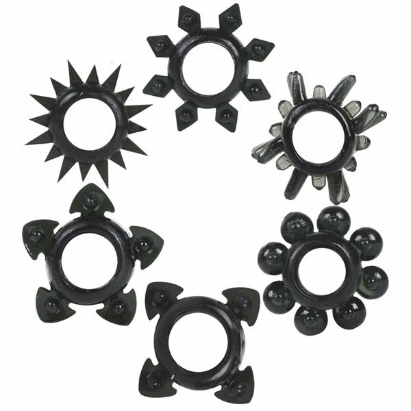 Tower of Power Cock Rings - Black Pack of 6 — image 7 of 8