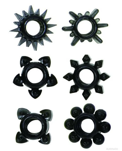 Tower of Power Cock Rings - Black Pack of 6 — image 8 of 8