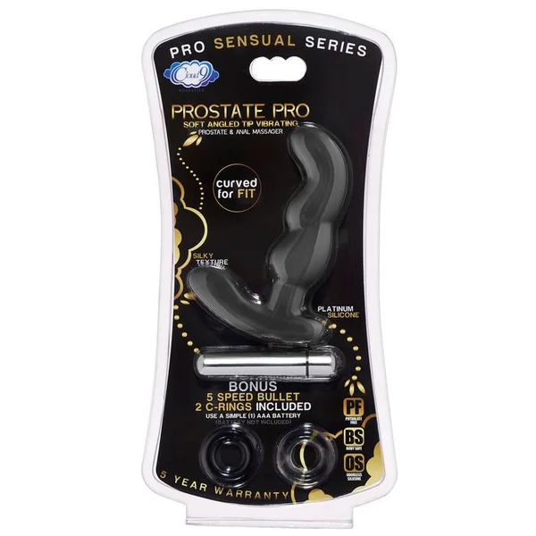 Cloud 9 - Prostate Pro Soft Angled Tip Prostate Anal Massager Black with C Rings — image 7 of 10