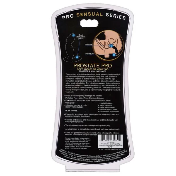 Cloud 9 - Prostate Pro Soft Angled Tip Prostate Anal Massager Black with C Rings — image 8 of 10