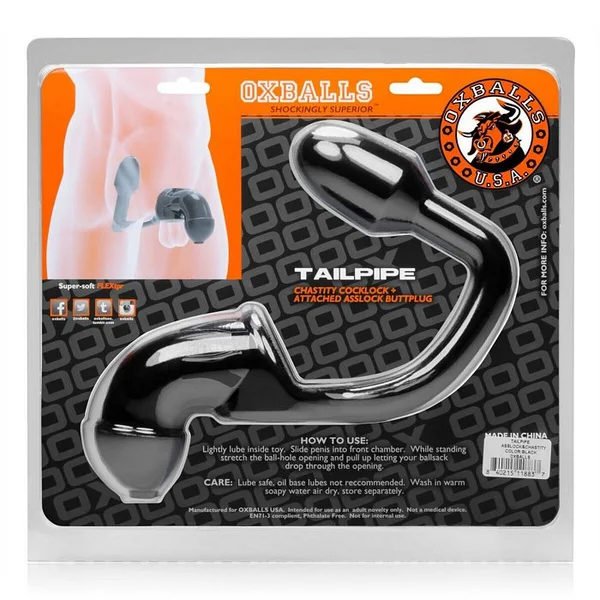 Oxballs Tailpipe Chastity CockLock & Asslock Butt Plug - Black — image 8 of 8