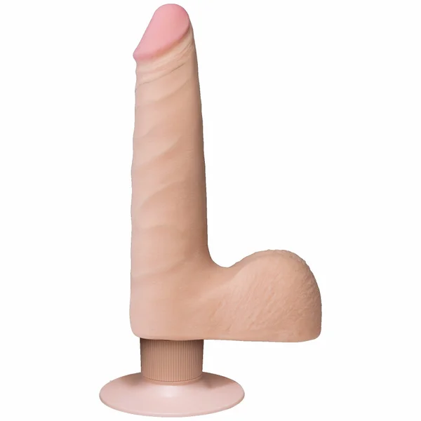 Realistic Cock Vib 7 inch Slim with Balls White — image 6 of 9