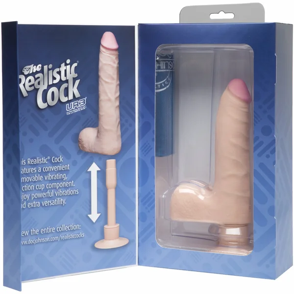Realistic Cock Vib 7 inch Slim with Balls White — image 9 of 9