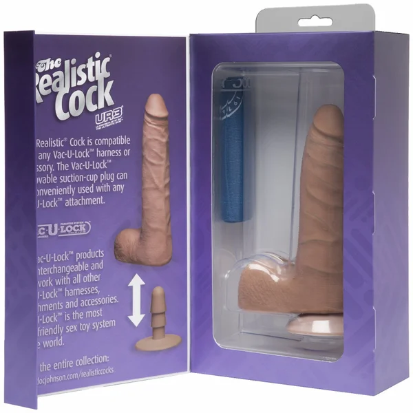 Realistic Cock Ultraskyn UR3 7 inch Slim with Balls Brown — image 9 of 9