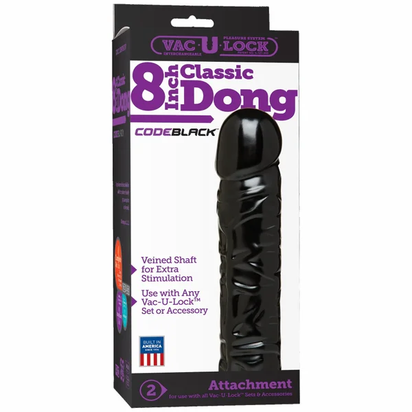 Vac-U-Lock Code Black 8 inch Classic Dong — image 9 of 9
