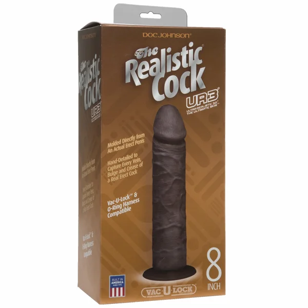 Realistic Cock Ultraskyn UR3 8 inch with out Balls Black — image 6 of 7