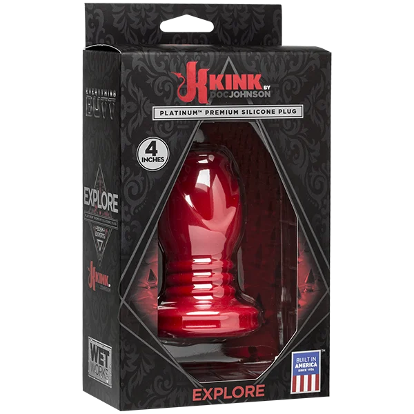 Kink Wet Works Explore Platinum Premium Silicone Plug 4 inch Red — image 11 of 11