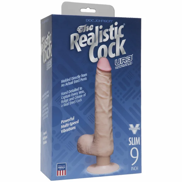 Realistic Cock Vib 9 inch Slim with Balls White — image 10 of 11